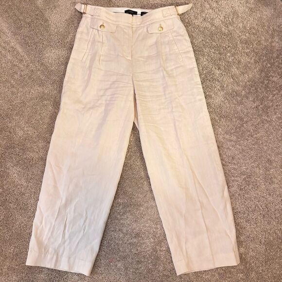 J Crew Collection side tab trousers Italian linen blend 4P - Picture 2 of 6